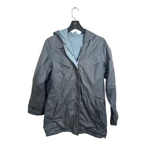 Vintage London Fog Rain Jacket Womens Size 14 Gray Hooded Waterproof